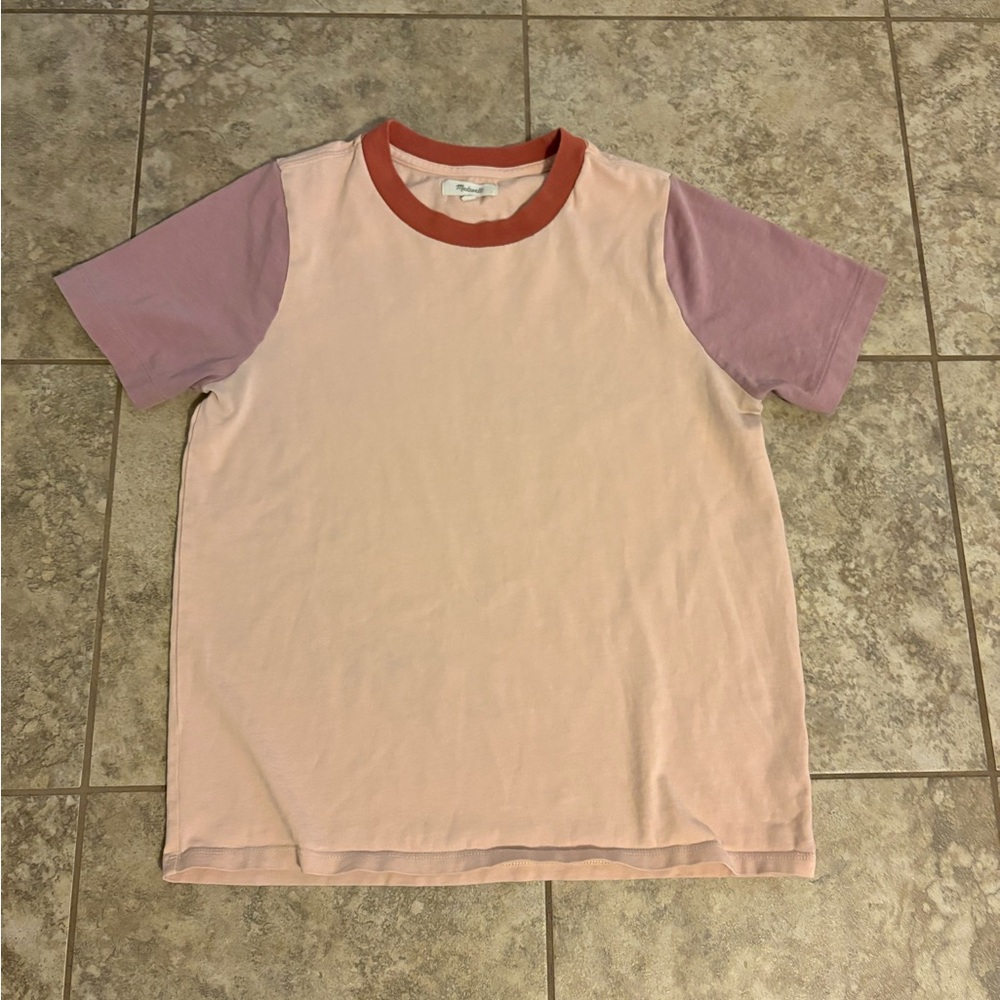 Madewell Pink and Purple Short Sleeve Tee